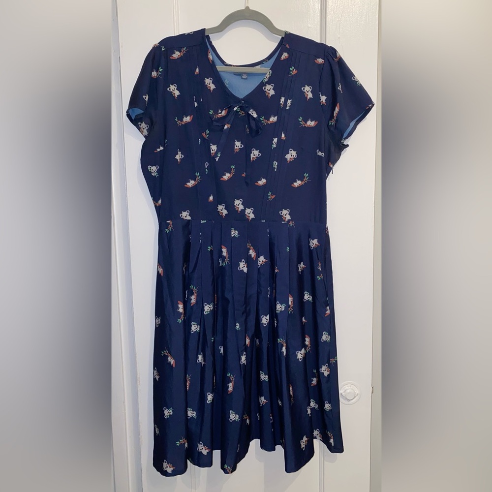 ModCloth Blue Koala Print Short Sleeve Dress